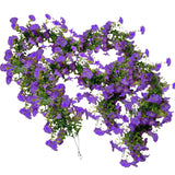 Hanging Faux Flowers Outdoor 2 Pcs 5.9 Ft/Piece Purple Morning Glory Fake Vines, Wedding Arch Decor, Uv Resistant Artificial Plastic Flowers Used For Ceremonial Decoration
