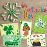 24Pcs St. Patrick'S Day Cards Assorted Shamrock Green Greeting Cards With Envelopes And Stickers For Happy St Patrick'S Day Supplies