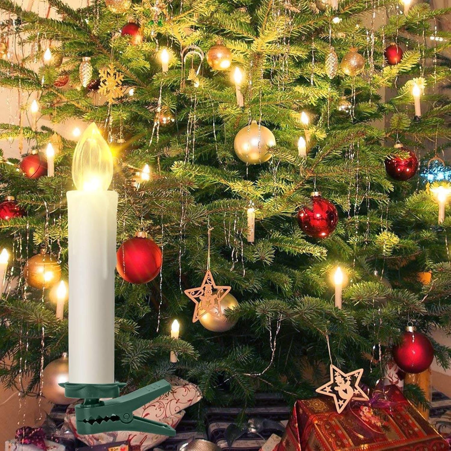 10 Pcs Led Flameless Taper Candles With Remote,Small Mini Electric Dimmable Flickering Fake Wax,Battery Operated,Windows Clips Lights For Stick Candelabra,Wreath,Christmas Decor