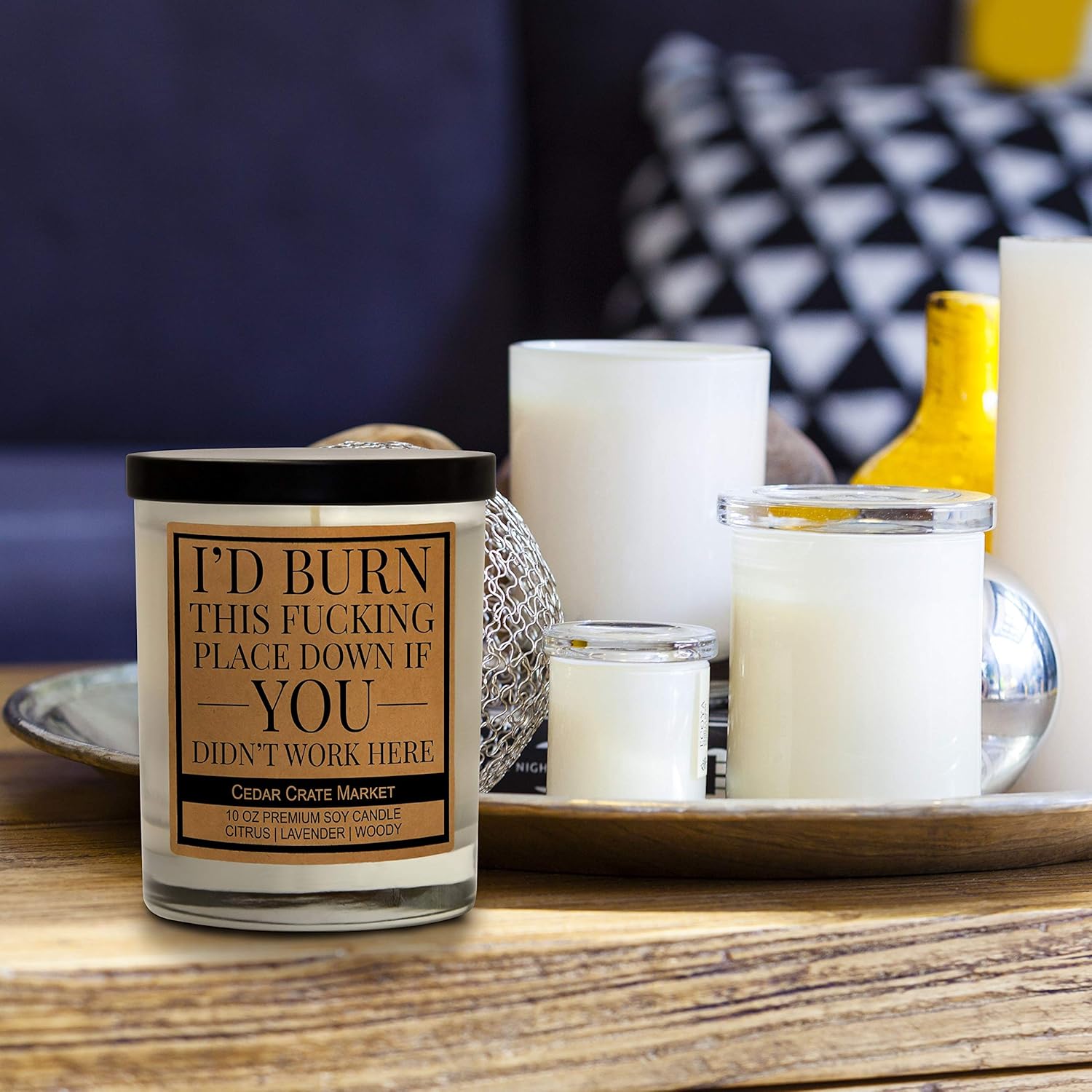 Funny Candle Gift For Coworker, Advinistrative Assistant Or Boss – “I’D Burn This Place Down If You Didn’T Work Here” – Premium Soy Candle Lavender Scented, Made In The Usa