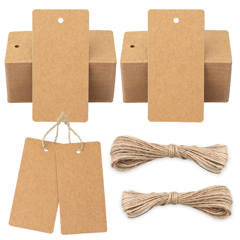 100 Pcs Kraft Paper Tags With String, 2X4 Inch Brown Paper Gift Tags, Blank Gi