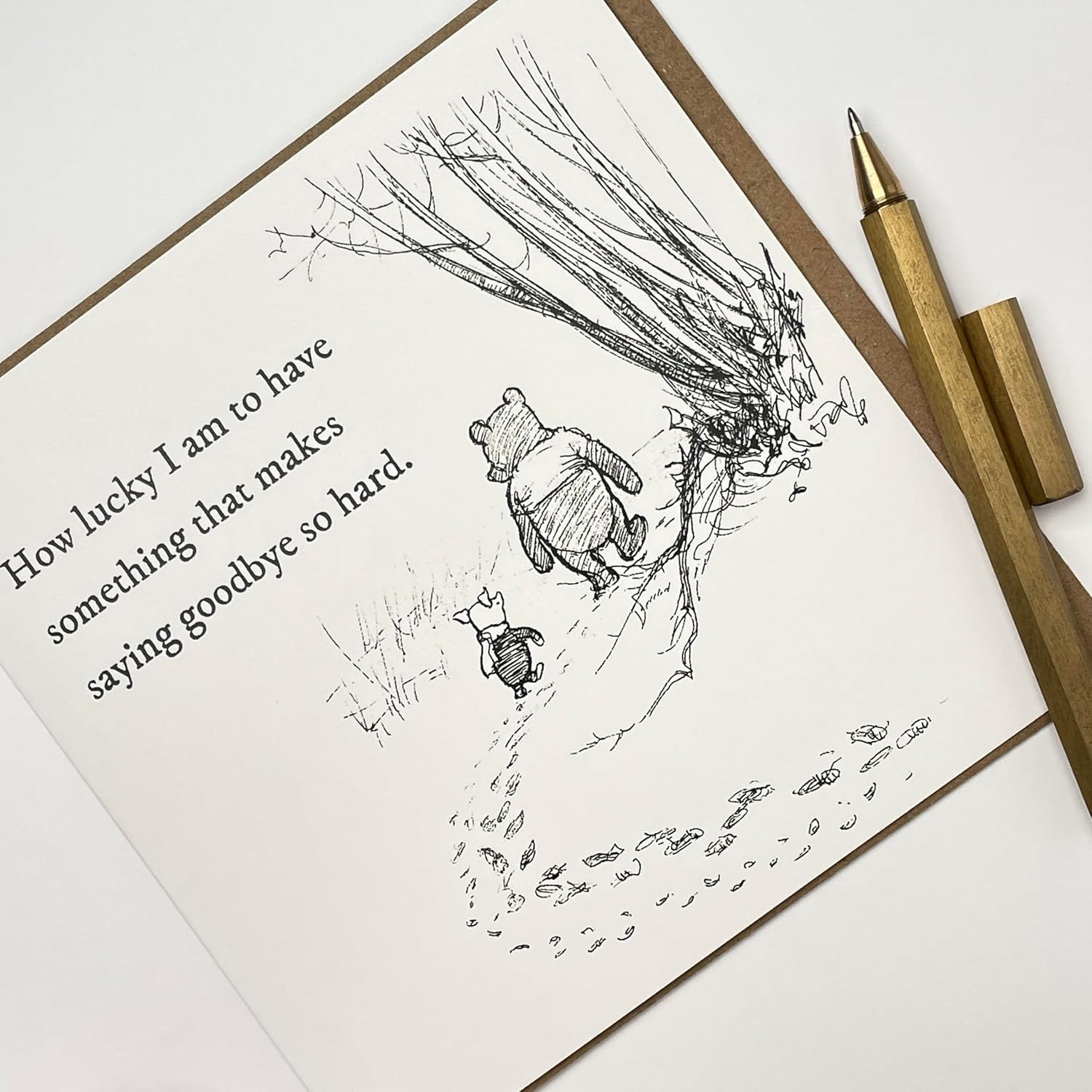 Old English Co. Winnie The Pooh Leaving Card For Him Or Her - Friendship Quote From Winnie The Pooh And Piglet For Sister, Cousin, Bff - Thinking Of You Sympathy Card | Blank Inside With Envelope