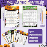 149 Pcs Halloween Party Games With Pencil 25 Players Halloween Word Search Scramble Trivia Quiz Game Bingo Card For Adults Groups Fall Family Activities Party Favors Supplies