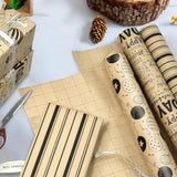 Birthday Wrapping Paper, 3 Rolls Kraft Wrapping Paper With Happy Birthday Font, Stripes, Balloons Pattern Assortment ?17 Inch X 120 Inch (10 Feet) Per Roll