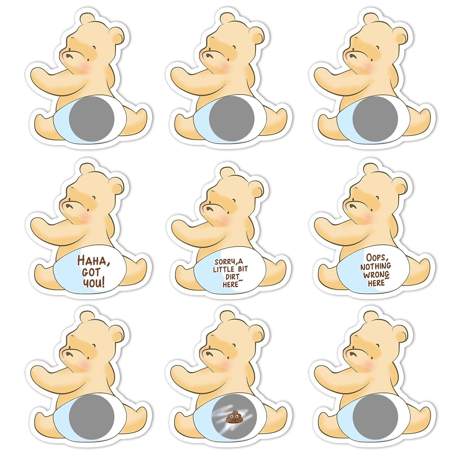38 Pcs Winnie Baby Shower Scratch?Off Game Cards – Funny “Poop Lottery” Icebreaker Game For Boy Or Girl, Gender?Neutral Party Supplies