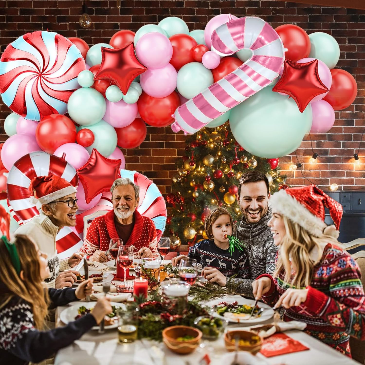 Green Pink Christmas Balloon Arch Kit,Green Pink Red Christmas Balloon Garland Arch Kit With Gift Box Balloons Candy Cane Foil Balloon For Christmas Party Decorations,Xmas Pastel Pink Green