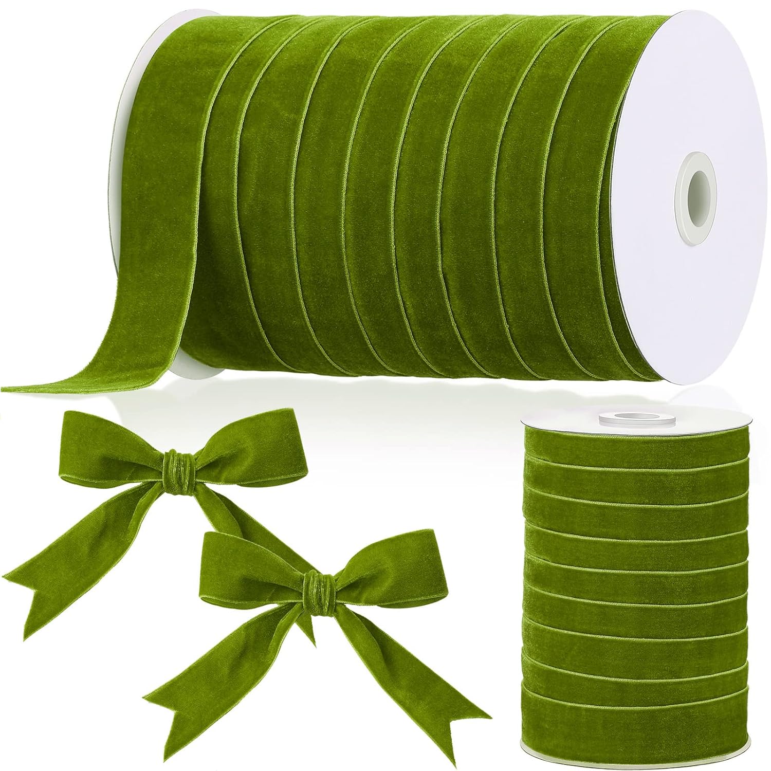 1 Inch, 30 Yard Christmas Olive Green Velvet Ribbon Wide Vintage Velvet Ribbons For Christmas Tree Ornaments Flower Bouquets Baby Shower Wedding Wreath Bow Making Diy Craft Choker