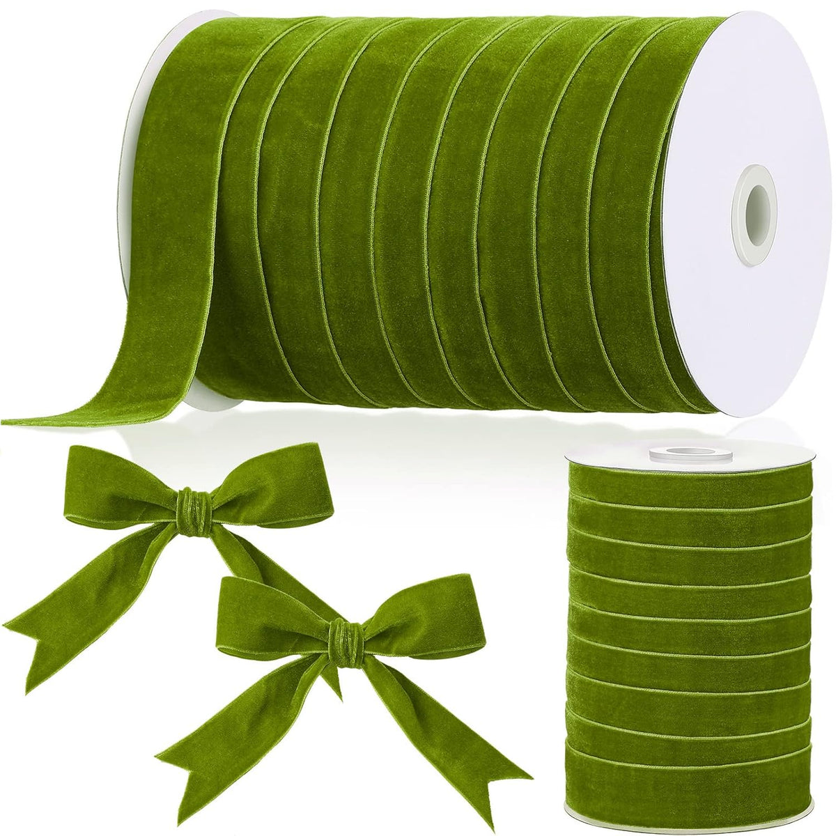 1 Inch, 30 Yard Christmas Olive Green Velvet Ribbon Wide Vintage Velvet Ribbons For Christmas Tree Ornaments Flower Bouquets Baby Shower Wedding Wreath Bow Making Diy Craft Choker