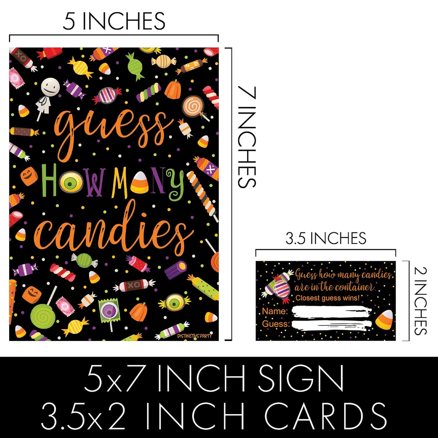 How Many Candies Halloween Party Guessing Game – How Many Candies Are In The Jar Game For Kids, Trick Or Treat Party, Fall Festival, Classroom Activity, Or Office Contest (1 Sign With 30 Cards)