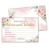 Boho Floral Greenery Advice And Wishes Cards, 25 Pcs Blush Pink Double Sided Advice Cards For The Bride And Groom, Mr And Mrs, Bride Shower, Wedding Reception, Engagement Party(06)