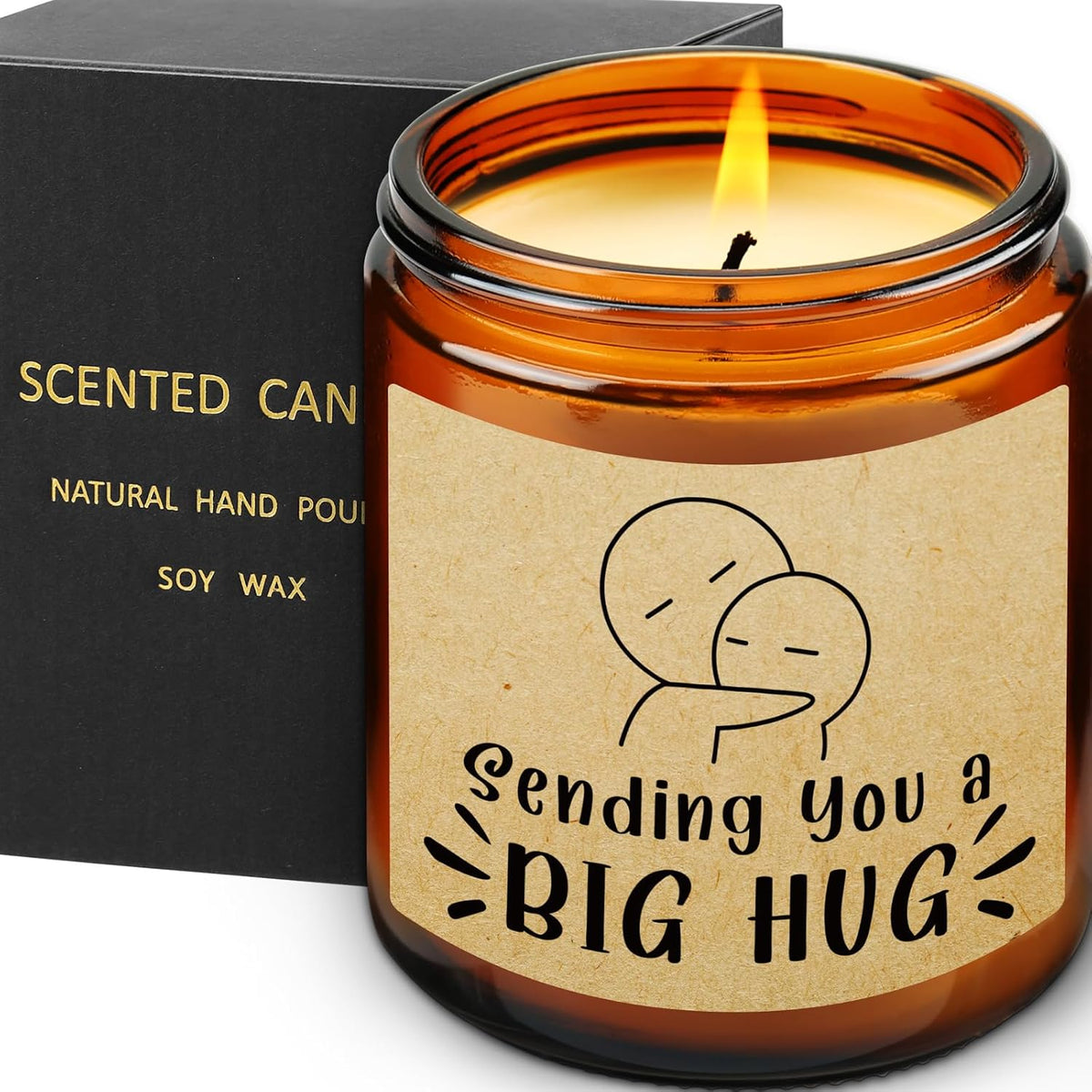 Gifts For Women, Sending You A Big Hug, Thinking Of You Gifts, Get Well Soon Condolence Gift For Her, Miss You Gift For Friends, Presents For Mom Dad Coworker -Lavender Scented Candle