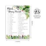 Succulents Baby Shower Theme — Cartoon Parent Match Baby Shower Game — Pack Of 25 — Greenery Gender Neutral Shower Activity, Fun Match The Famous Parents, Co-Ed Couples Shower, Gender Reveal Party G300-Dpm