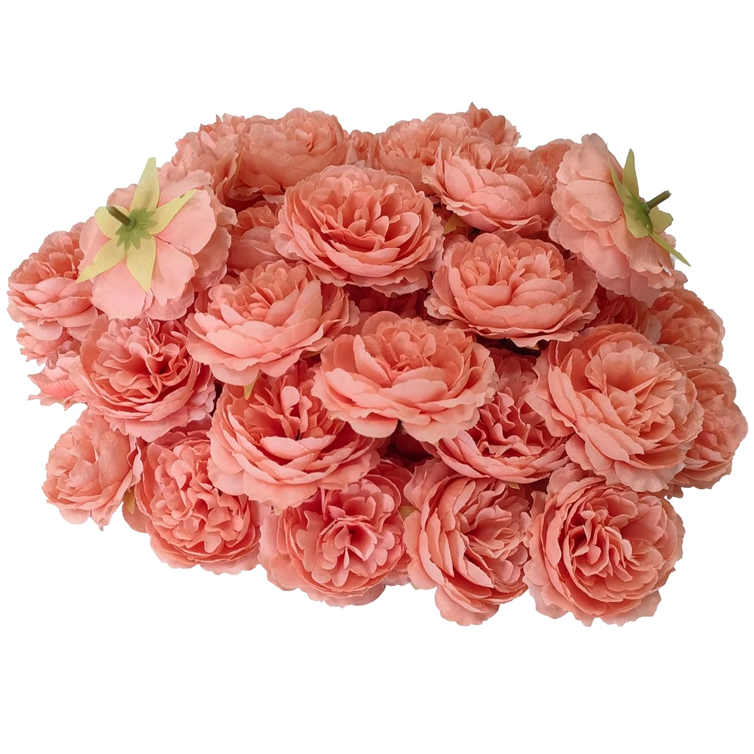 Fake Flower Heads Coral Pink,3.3'' Rose Heads Artificial Flowers,40 Pcs Silk Rose Heads Bulk,Satin Rose Heads No Stem For Diy Flower Well,Crafts Bouquest (Peach)