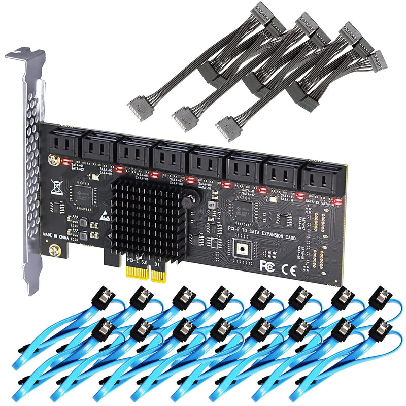 Sa3116J 16 Ports Pcie Sata Expansion Card, Including Sata Cables And 1:5 Sata