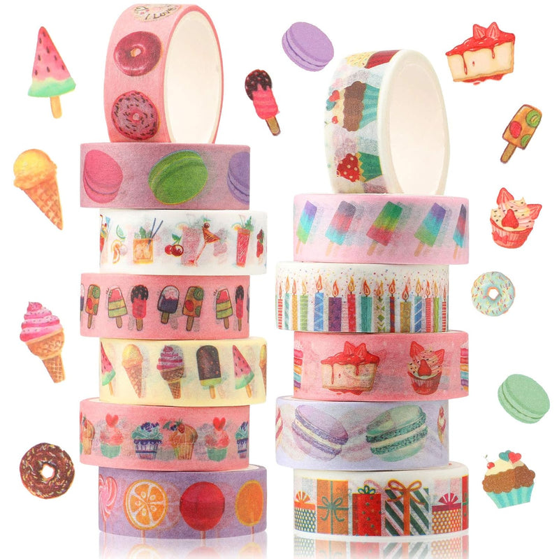 12 Rolls Kawaii Washi Tape Dessert Ice Cream Donuts Cartoon Washi Mask