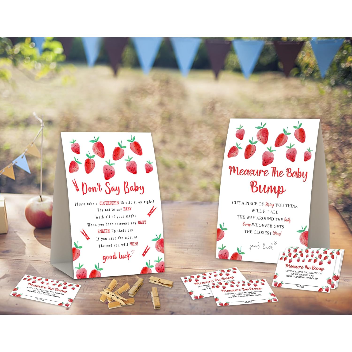 2 Strawberry Baby Shower Game,Don'T Say Baby Clothespin Games,Measure The Baby Bump,Babyshower Decorations,Baby Shower Game Gender Neutral,Baby Shower Package,Funny Baby Shower Games-4