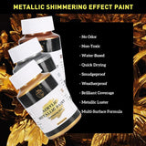 Acrylic Paint Set, Metallic Gold & Silver & Bronze, Gold Leaf Paint For Art Painting Handcrafts, Idea Paints For Fabric Furniture Wood Clay Canvas Craft Supplies (3Pcs, 125G/Bottle)