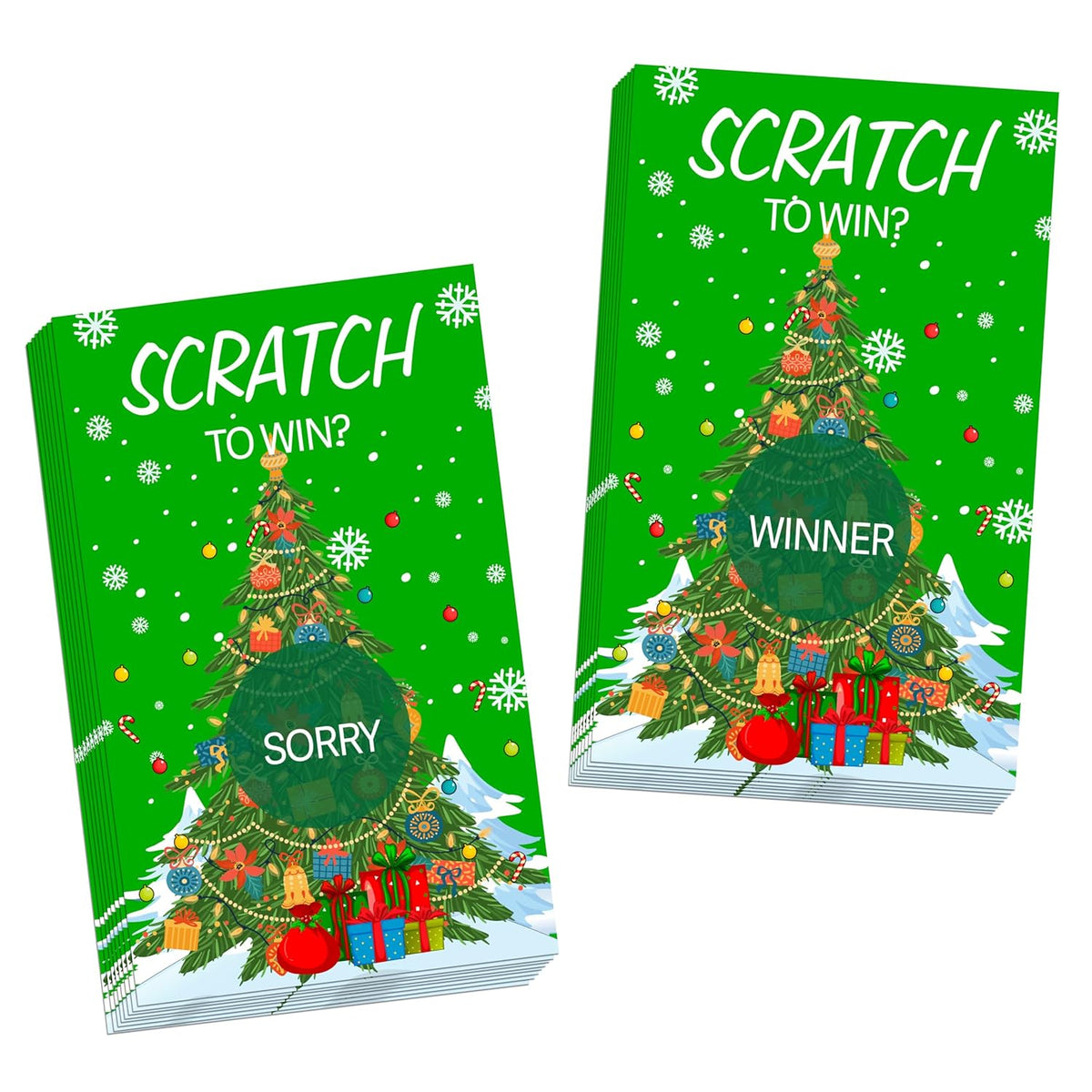 Christmas Scratch Off Cards, Fun Christmas Party Games, Santa Tree Scratch Off Cards For Prizes, Winter Holiday Party Congrats Raffle Tickets, Winter Lucky Draw Game For Adults, 50 Pack(18)