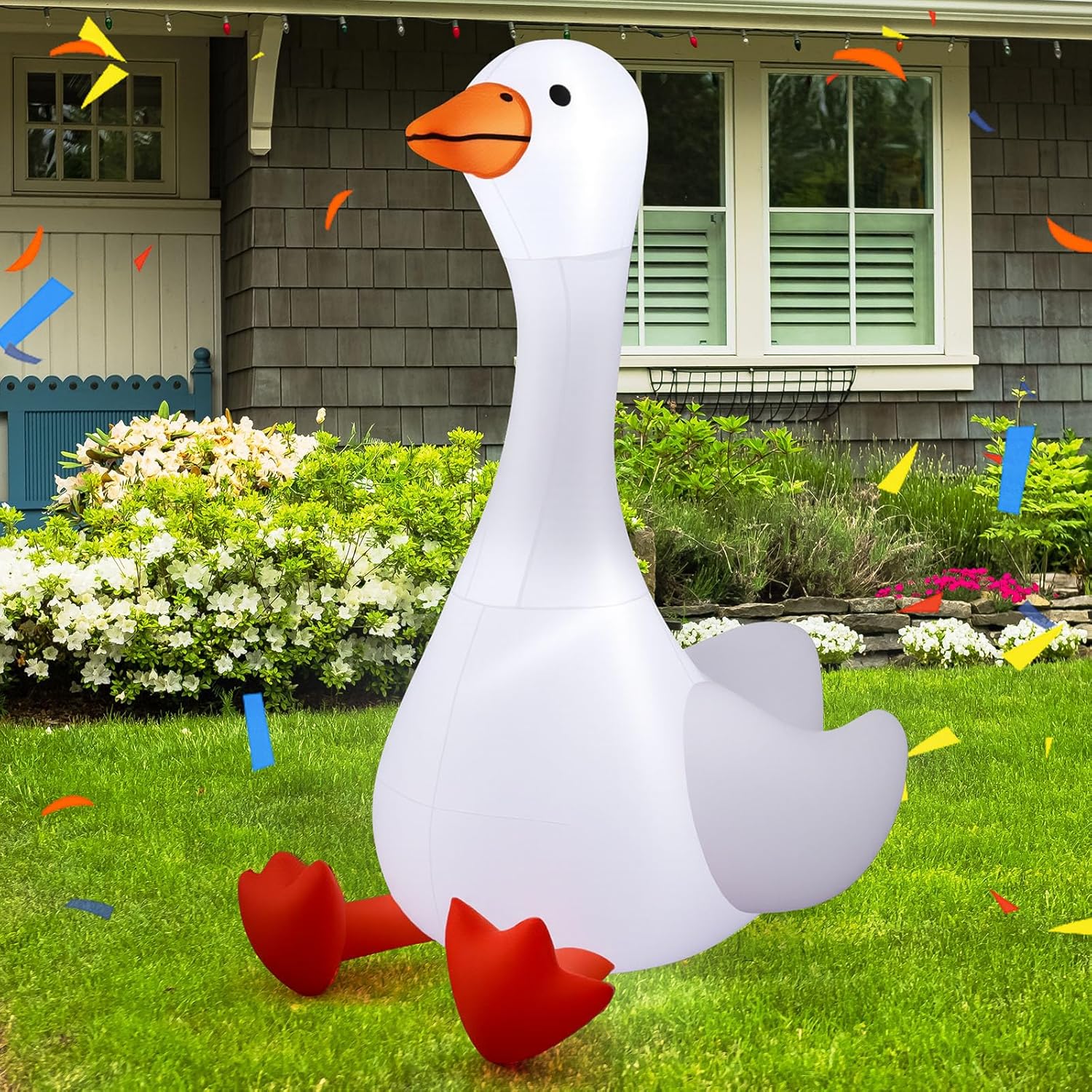 6 Ft Christmas Porch Goose Inflatable Outdoor Decoration Large Xmas Cute Silly Goose Blow Up Yard Decor With Built-In Le
