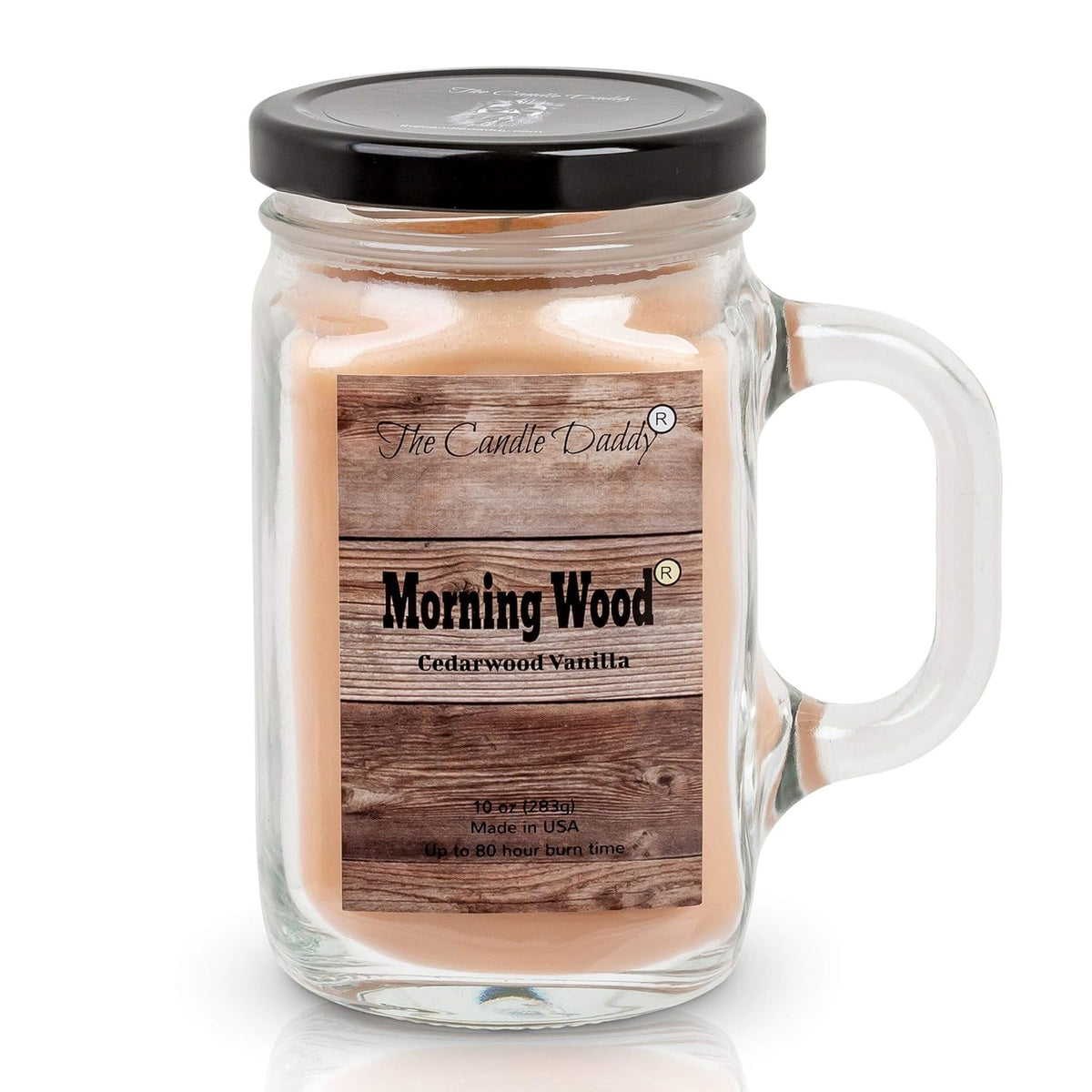 Morning Wood Cedarwood Vanilla Candle - Funny Candle Makes Great Gift For Him - Vanilla Scented Mason Jar Gag Candle - 10 Oz, 80 Hour Burn Time, Poured In Small Batches In Usa