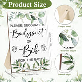 43 Pcs Baby Shower Games White Bodysuit Decorating Kit Bibs Design Games Prizes, Include Wooden Game Sign With 15 Blank White Bibs 15 Bodysuit 12 Marker For Shower