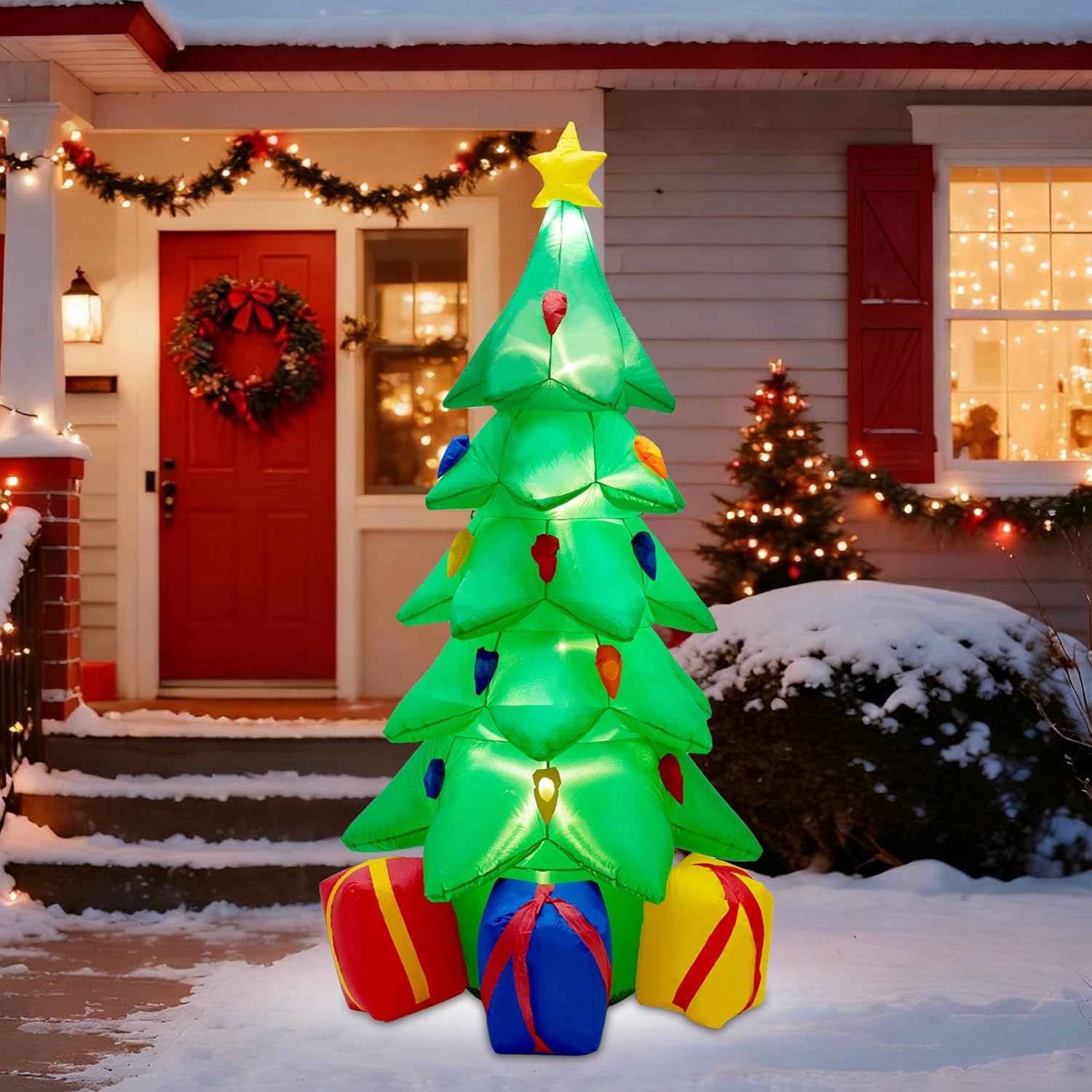 7 Ft Inflatable Christmas Tree, Christmas Tree With 3 Gift Wrapped Boxes, Christmas Decoration For Indoor Outdoor Yard G