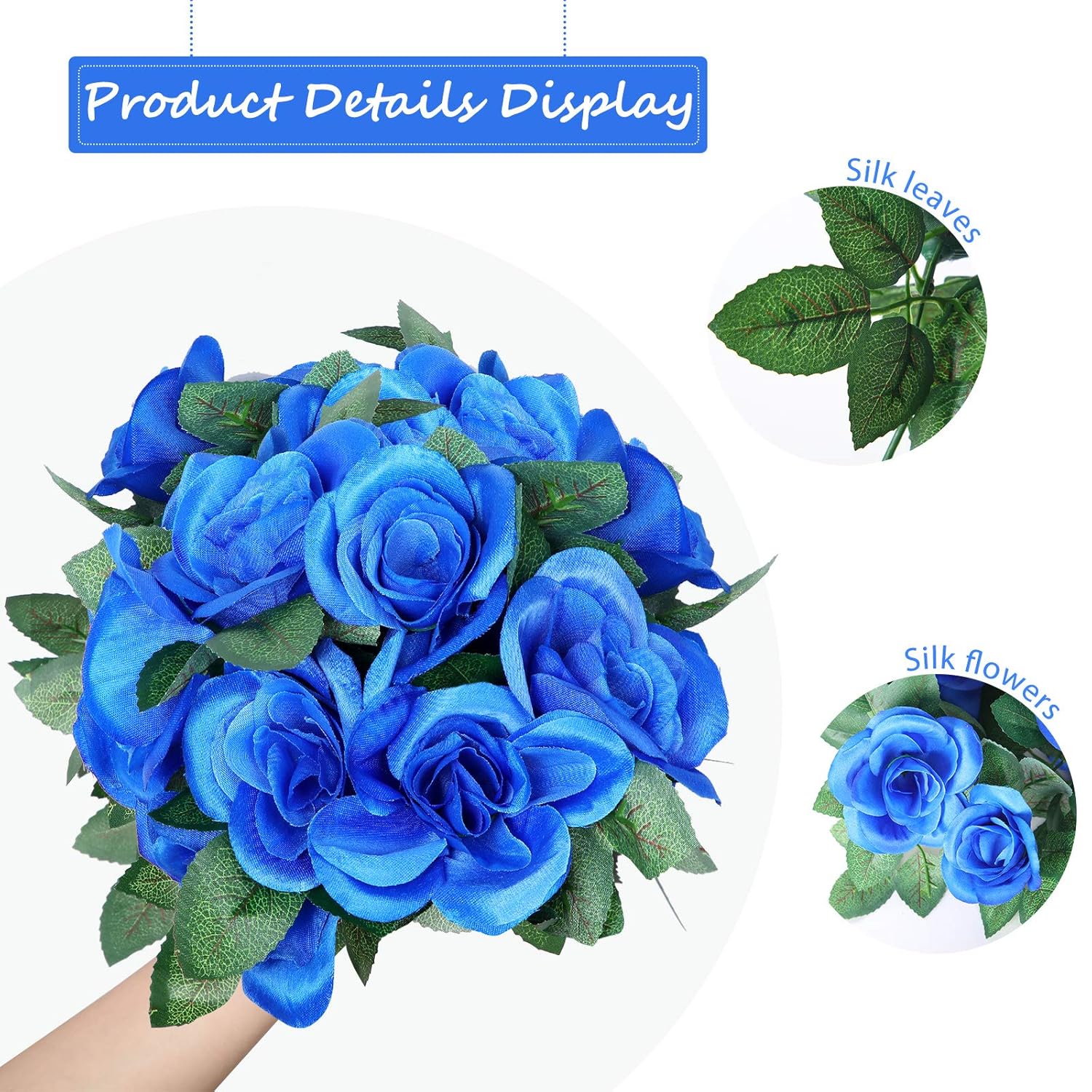 Artificial Rose Garlands Rose Vines Leaves Banners Hanging Fake Floral Garland Flower Vine For Wedding Arch Ceremony Home Garden Outdoor Party Wall Decorations, 14.4 Ft(Royal Blue,2 Pieces)