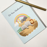 Old English Co. Dedication Card For Boy Or Girl - Noah'S Ark Animal Dedication Card For Grandson Grandaughter - Church Dedication Day Card For Niece Or Nephew | Blank Inside With Envelope