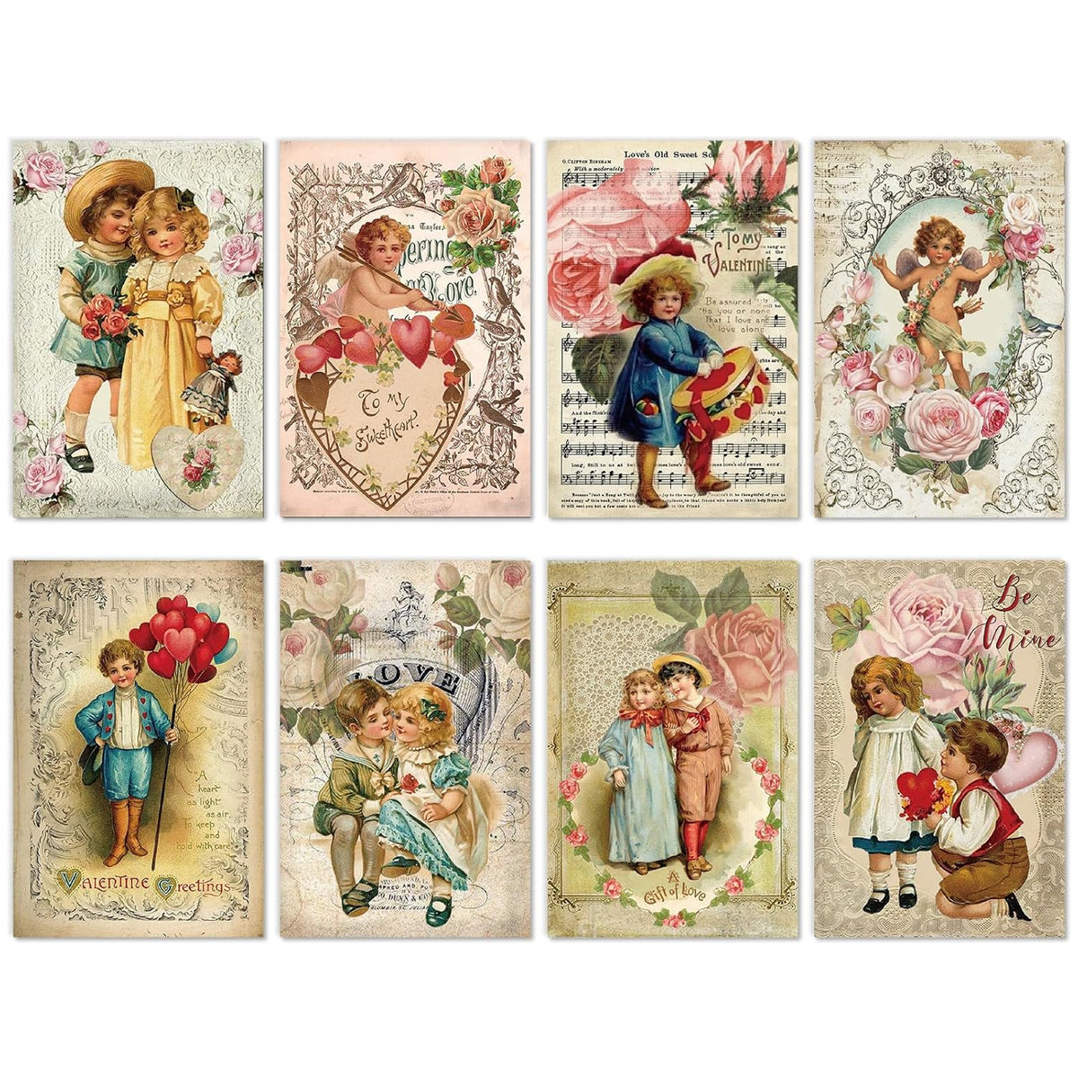 32 Pack Vintage Valentine'S Day Greeting Cards Bulk Retro Note Cards With Envelopes Stickers Boys Girls Pattern Blank Cards For Wedding Birthday Baby Shower