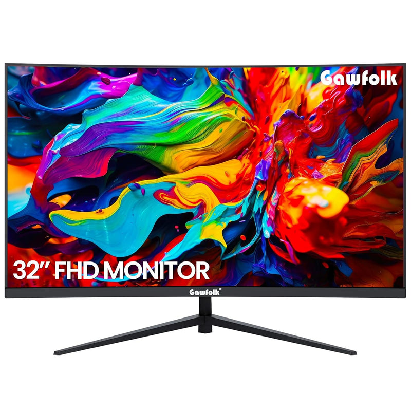 32 Inch Computer Monitor, Ultra-Thin Zero Frame, 75Hz Full Hd 1920 X 1080P Cur