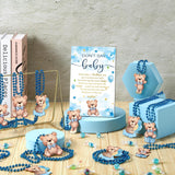 51 Pcs Don'T Say Baby Shower Game Supplies Include Blue Bear Wooden Baby Shower Sign And 50 Wood Bear Necklaces For Girl Boy Gender Reveal Party Decor