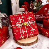 Red Christmas Wrapping Paper Roll - 3D Embossed Gold Foil Metallic Shine Snowfalkes Gift Wrap For Christmas, Winter Holiday, New Year Celebration - Mini Roll - 17 Inch X 33 Feet