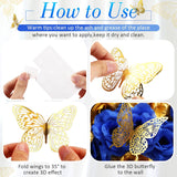 296 Pcs Faux Roses With Stem And 3D Butterfly Decorations Artificial Flowers Bulk Stemless Fake Silk Roses For Wedding Party Baby Shower Diy Home Decor(Blue, Gold)