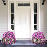 Artificial Fake Hanging Flowers Plants For Outdoor Spering Decoration, 2 Pcs Faux Silk Orchid Long Vines Stems Bouquet Uv Resistant For Wall Home Porch Patio Outside (Double Lotus)