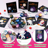Valentine’S Day Space Exchange Gift - 24 Pack Galaxy Astronaut Greeting Card With Space Bounce Ball And Bag Bulk For Kid, Planet Galaxy Fidget Toy For Valentine Goodie Bag Stuffers Party Favor