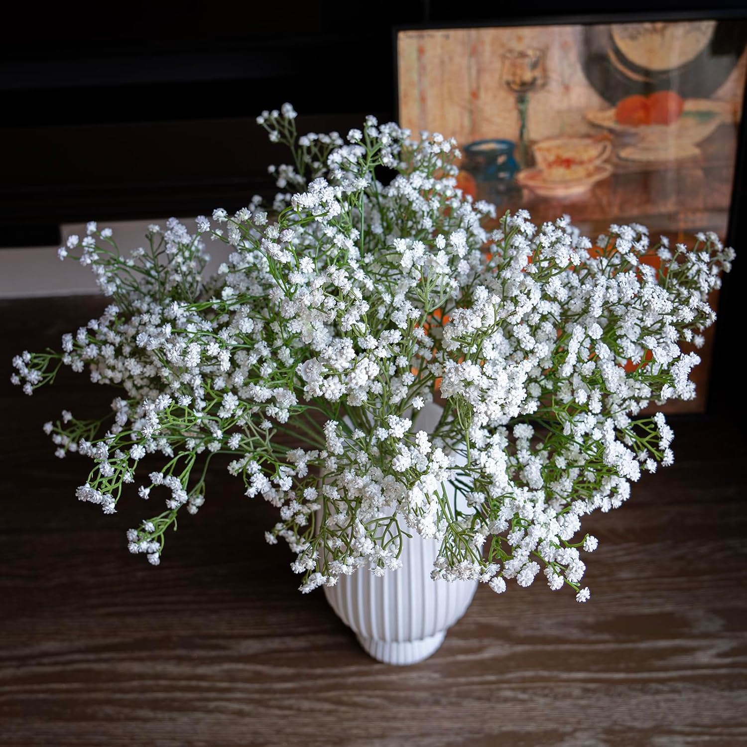 Babys Breath Artificial Flowers,30Pcs Gypsophila Bouquets Real Touch 20" Long Stem Flowers For Wedding Home Garden Diy Decoration (White 30Pcs)