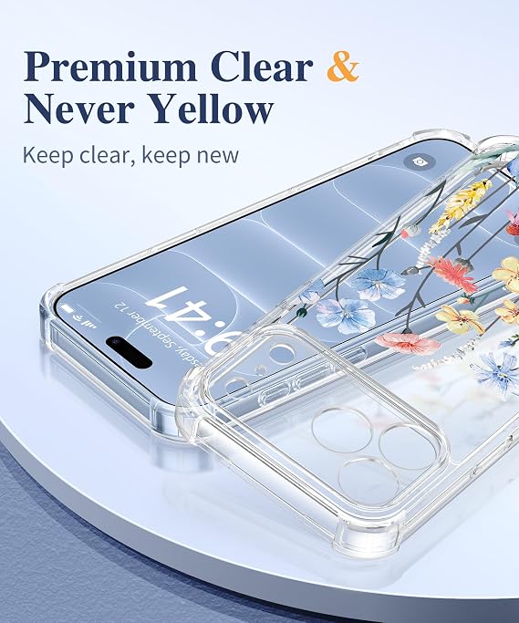 Floral Clear Slim Case for iPhone 18 Pro Max and iPhone 17 Pro Max Protective Women Phone Cover