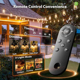 54FT Solar String Lights Waterproof with USB Charging Remote Dimmable Patio Lights