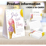 Pink & Purple Ice Cream Themed Share Your Date Night Ideas Game, 1 Tabletop Sign And 50 Cards, Bridal Shower Games 50 Guests, Wedding Shower Games For Engagement Wedding Event & Party Supplies
