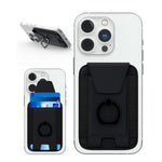 3-in-1 Magnetic Wallet with Ring Stand & Privacy Flap for iPhone 15/14/13/12 - Black