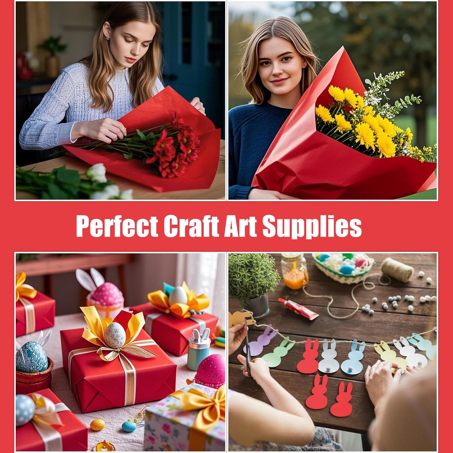 Red Wrapping Paper Roll, 15" X 450" (38') Gift Wrapping Paper For Packing Gift Wrap Parcel Wall Art Crafts Floor Covering