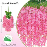 12 Pack Wisteria Hanging Flowers, 3.6 Feet/Pcs Pink Wisteria Artificial Flowers, Fake Flowers Garland, Hanging Wisteria Vines For Bedroom Wedding Home Party Wall Decoration