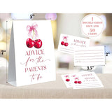 Advice For New Parents Baby Shower, Cherry Sign And 50 Advice And Wishes Cards, Baby Shower Game, Gender Reveal Games, Gender Reveal Neutral Decorations, Centerpiece Party Decorations,13