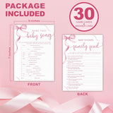 5"X 7" Baby Shower Games Kit, 30 Pcs Pink Bow Baby Song & Family Feud Two-In-One Game Cards With Answer Card, For Parents-To-Be, Baby Announcement, Gender Reveal, Party Favor & Decorations - F05