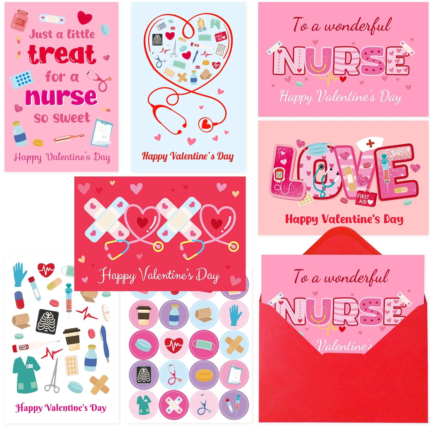 Nurses Valentines Day Cards Funny Medical Happy Valentine'S Day Thank You Greeting Cards With Envelopes For Doctors Coworker Medical Staff