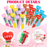 24 Set Mini Multicolor Pens In One Valentine 4-In-1 Ballpoint Pen Pens With Valentine'S Day Cards For Valentine'S Day Party School Students Office Exchange Gift