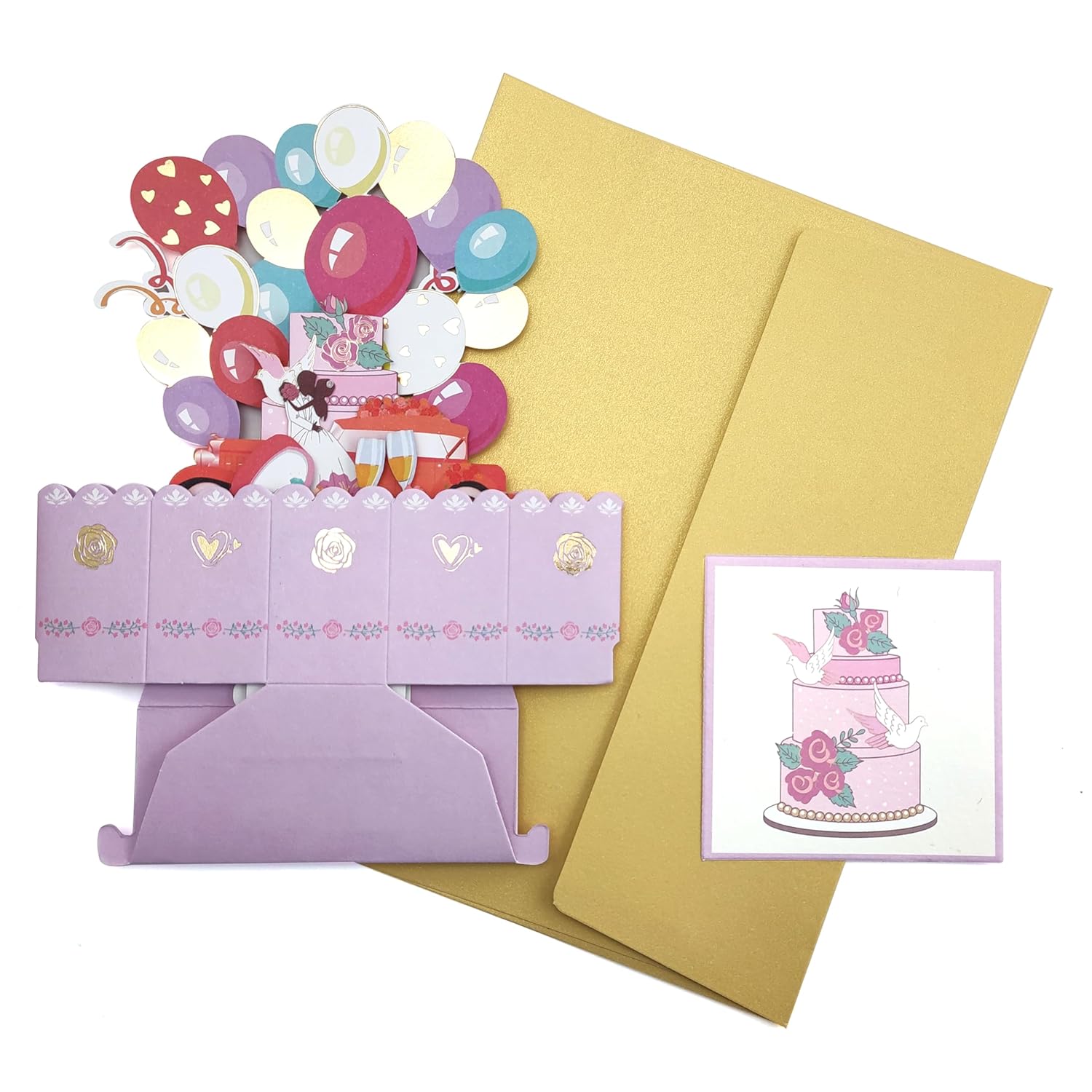 Handmade Wedding Pop-Up Cards With Cake - Greeting Card For Weddings, 3D Design, Ideal For Weddings, Engagements, And Bridal Showers - Versatile Valentine'S Day Present With Envelope