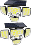 2500LM Solar Motion Sensor Security Flood Light 4 Head Waterproof Outdoor Wall Lamp