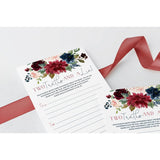2 Truths And 1 Lie Navy Burgundy 50 Pack Floral Bridal Wedding Shower Or Bachelorette Party Game - Fun And Interactive Icebreaker Activity For Guests