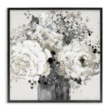 Stupell Industries Bold Abstract Floral Arrangement Cream Expressive Flowers, Design by Lanie Loreth Black Framed Wall Art, 17 x 17, Grey